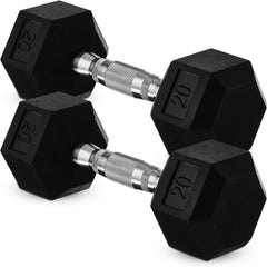 Pair of 20-45lb Rubber Coated Hex Dumbbell Set