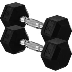 Pair of 20-45lb Rubber Coated Hex Dumbbell Set