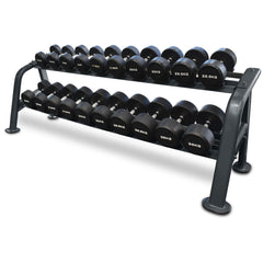 10-40kg Rubber Round Dumbbell Set With 2-Tiers Dumbbell Rack