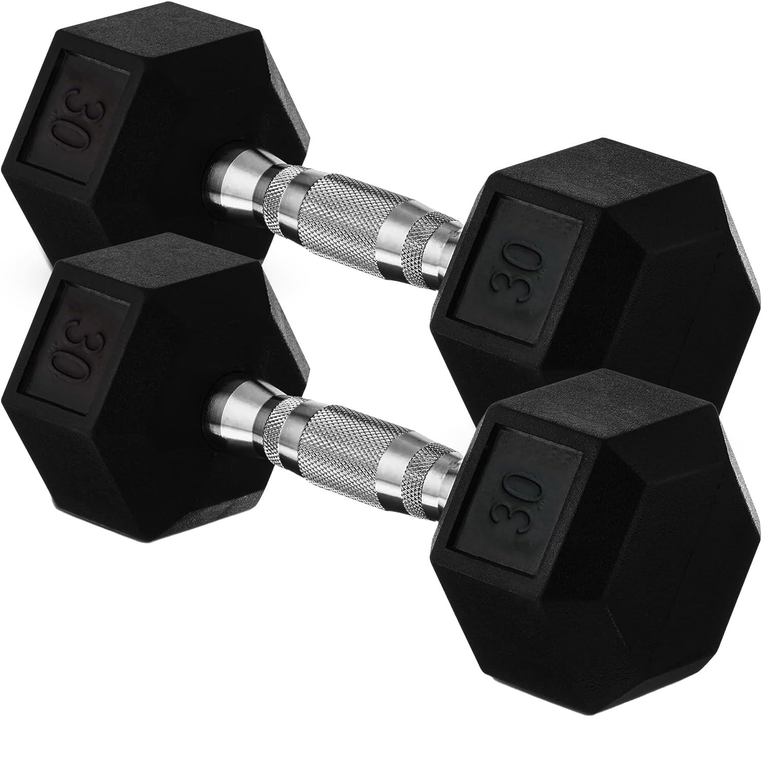 Rubber Coated Hex 30 Lb Rubber Hex Dumbbells Pair Of 20-45lb