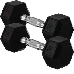 Pair of 20-45lb Rubber Coated Hex Dumbbell Set