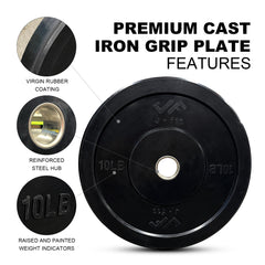 JFIT Black Olympic Bumper Plate 10LB 25LB 35LB 45LB