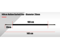 Body Pump Bar 140cm - 28mm Diameter Hollow Barbell Bar With 2 Spring Collars
