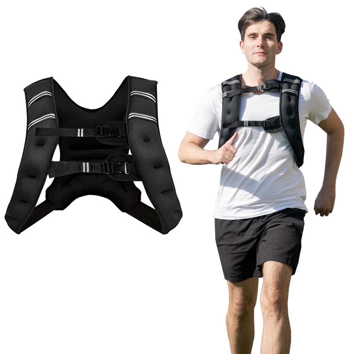 Weighted Vest W/Mesh Bag Adjustable Buckle For Resistance Running & Fitness Training
