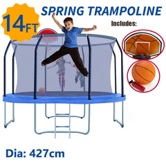 14ft Trampoline Round Safety Net+Spring Pad+Ladder Optional Basketball Set Kids