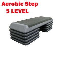 Black Aerobic Exercise Step with 4 Pairs Block 5 Level Bench
