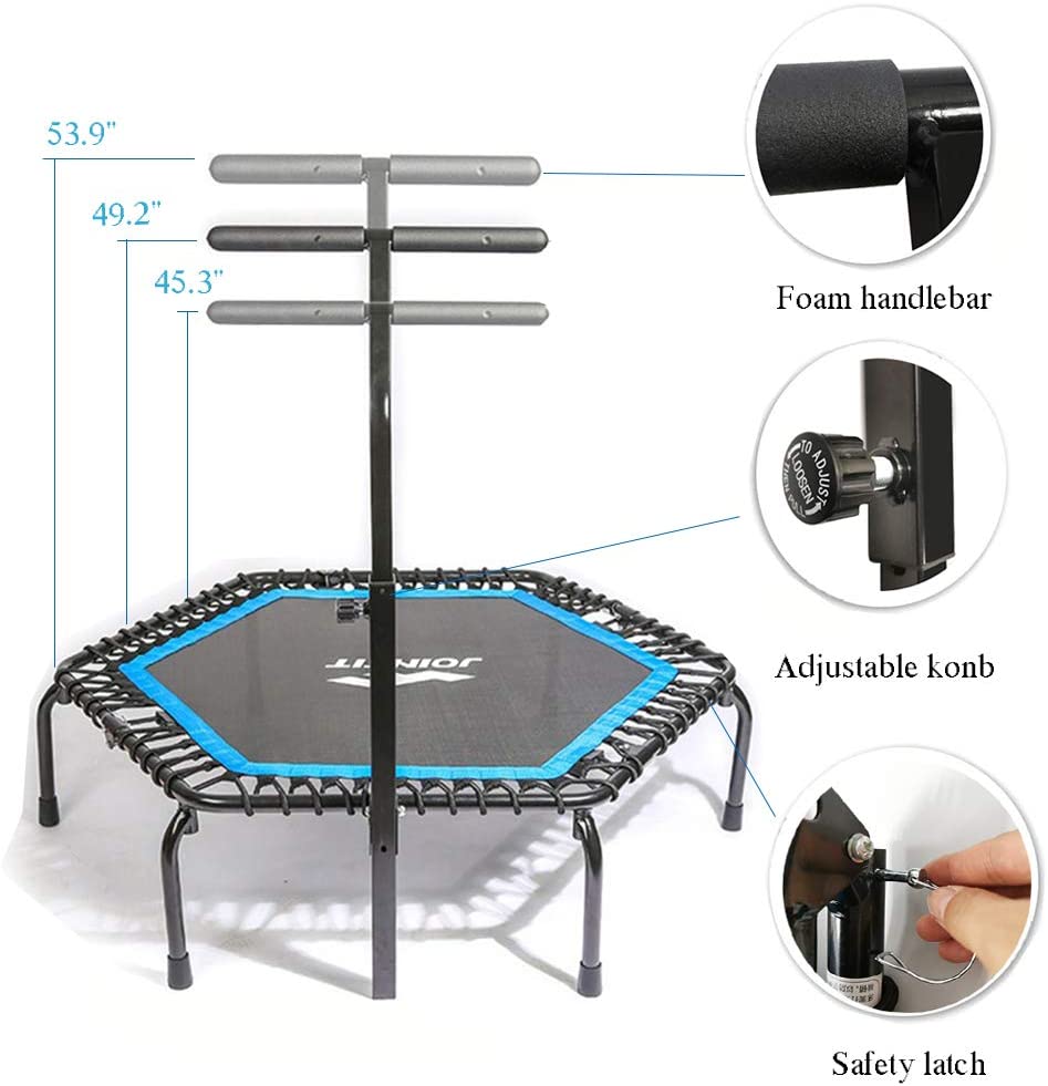 Foldable Mini Trampoline,Fitness Re-bounder with Adjustable Foam Handle