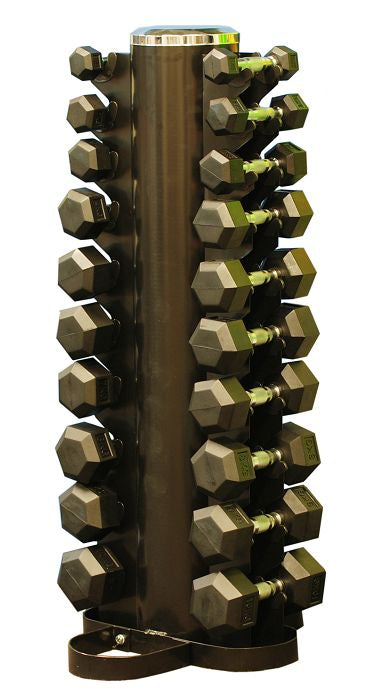 1-10kg Rubber Hexagonal Dumbbell Set With Vertical Rack