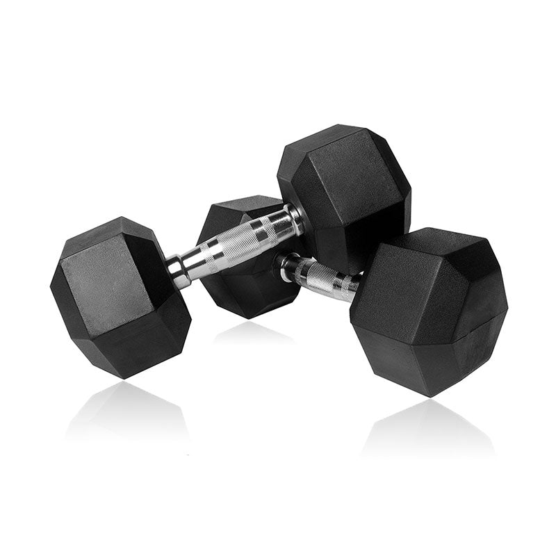 Pair of 37.5kg Rubber Hex Dumbbells