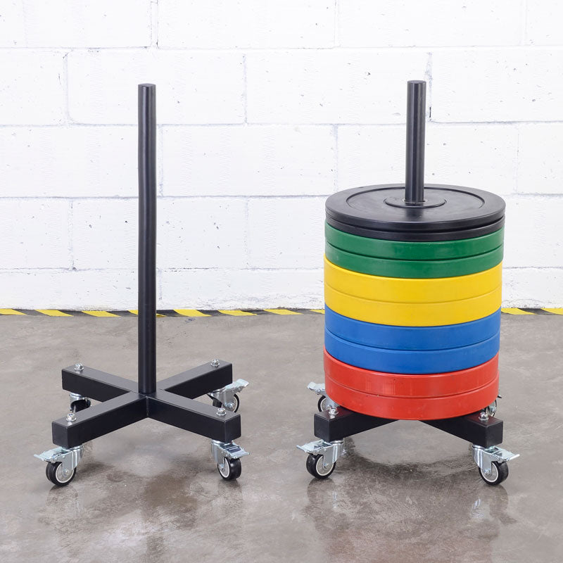 Vertical Olympic Bumper Plate Stacker with Wheels